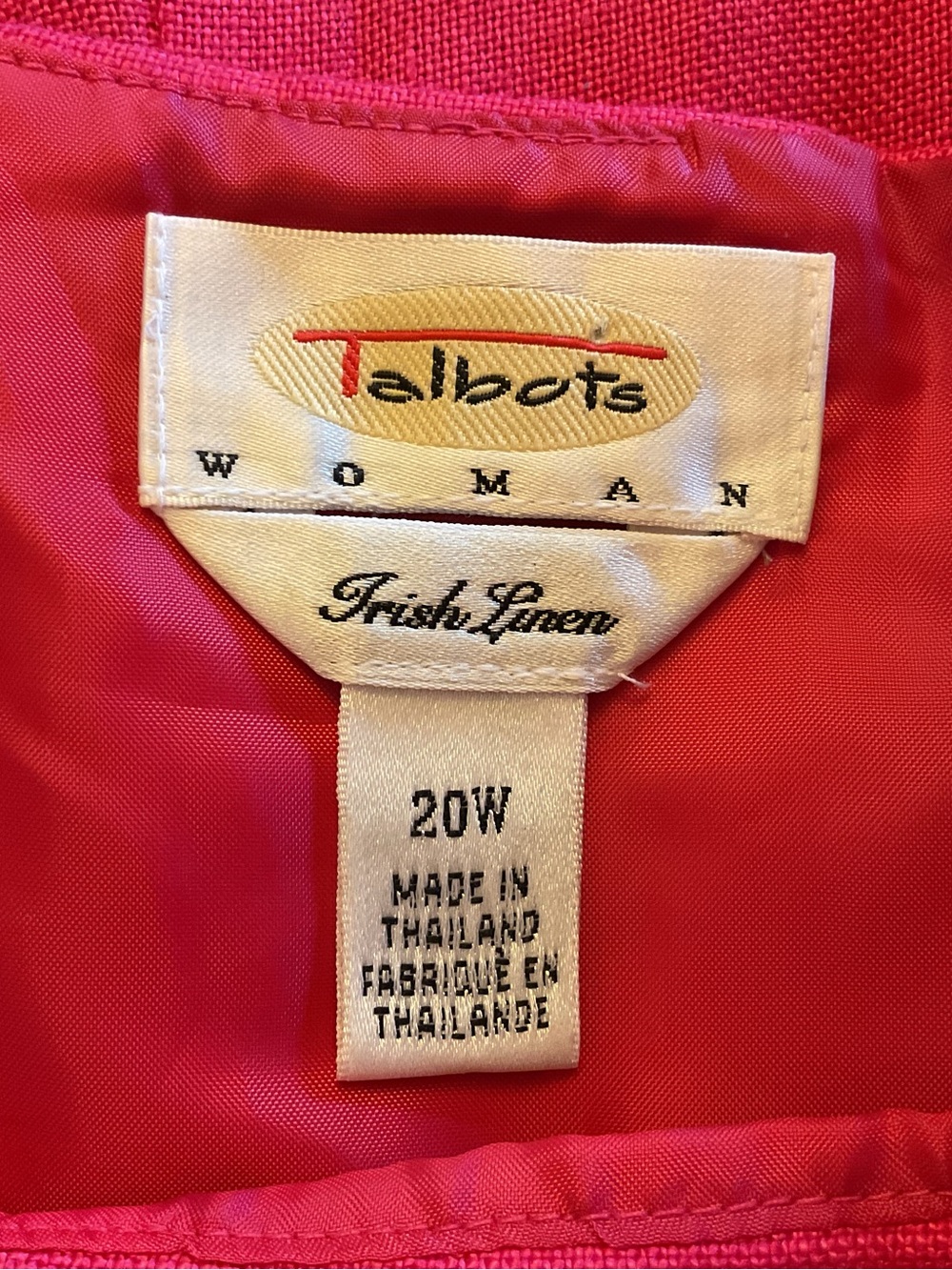 Irish LINEN Plus Size 20 W Talbots Hot Pink Sleeveless Shift Dress - Picture 4 of 4